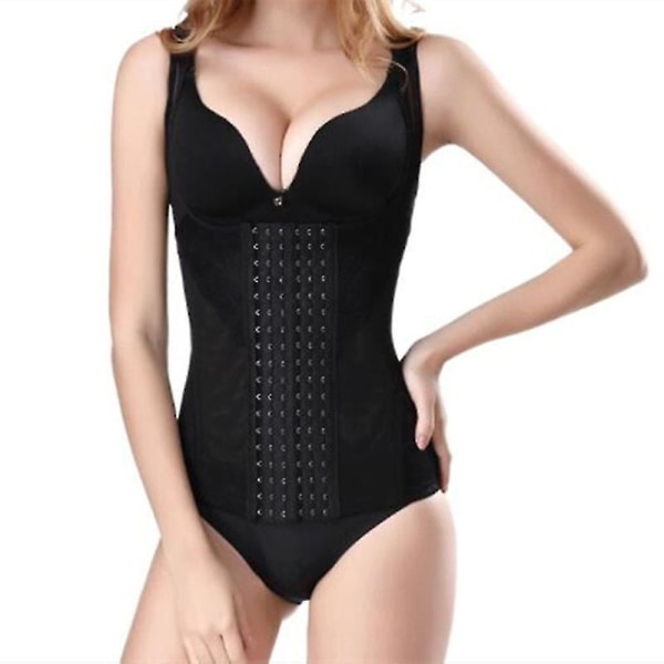 Kvinnor Waist trainer Bodysuit Mage Control Shapewear Slim Full Body Shaper Open Bust Corset black 2XL