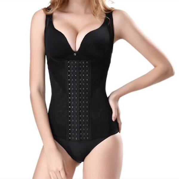 Kvinnor Waist trainer Bodysuit Mage Control Shapewear Slim Full Body Shaper Open Bust Corset black M