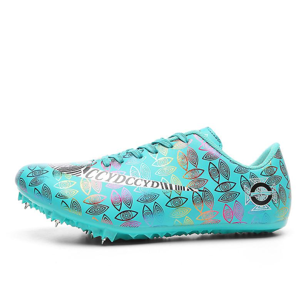 Friidrottsskor för män Spikes Track Race Hoppande Sneakers Professionella löpar Nail Spikes Skor 3Ct777 Cyan 37