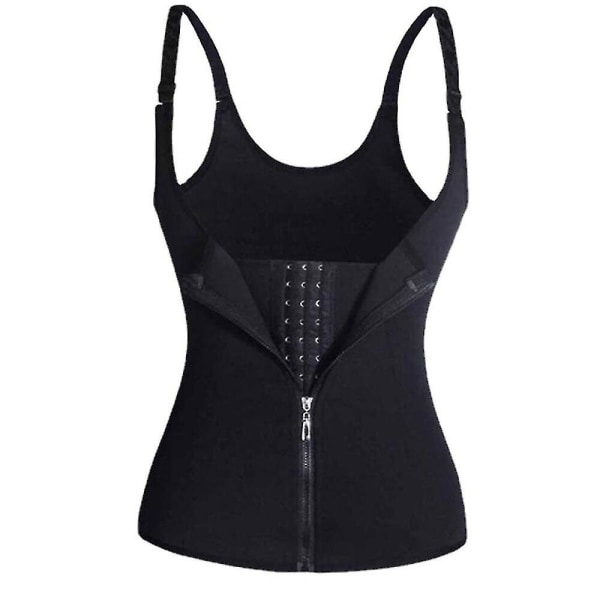 Dam Waist trainer Korsett Dragkedja Vest Body Shaper Magen Maggördel Midja Cincher Korsett Dragkedja Väst Shaperwear Bastu Linne,svart XL