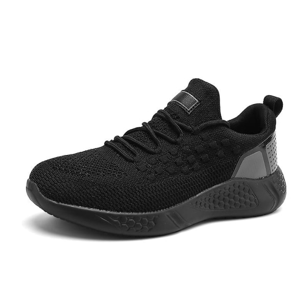 Sneakers för flugvävning för män Andas löparskor Mode sportskor 3A1011 Black 36