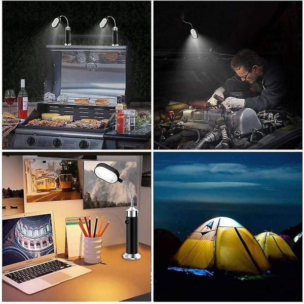 Grilllampa dubbelsidig, justerbar ljus, 360 flexibel rotation, lämplig för camping, utomhus,