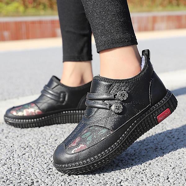 Dammode för äldre mode Casual Plus bomullsskor Vintersportskor 2L2217 Black 36