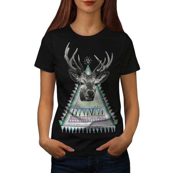 Triangel Deer Kvinnor Blackt-shirt M