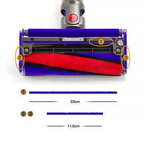 7st mjuka plyschremsor för Dyson V6 V7 V8 V10 V11 med skruvmejsel