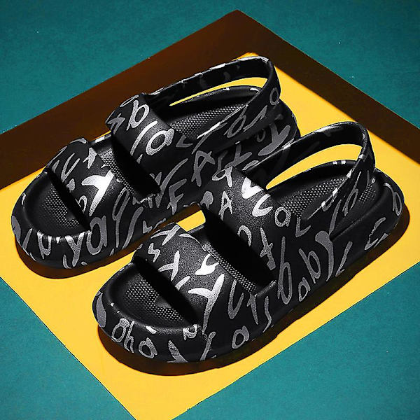 Herrtofflor Flower Graffiti New Hole Shoes 2C2733 Black 44