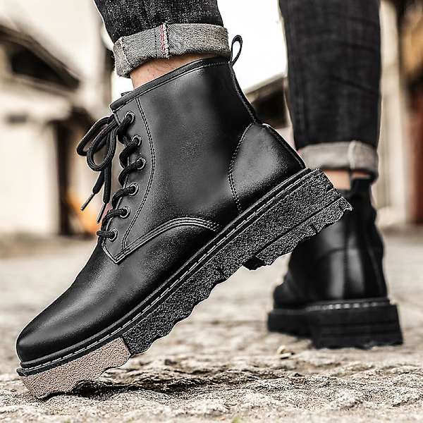 Herr Martin Boot Kvinnor Korta Kängor Med Snörning Chunky Låg Klack Mid-Calf Boots 2K8801 40