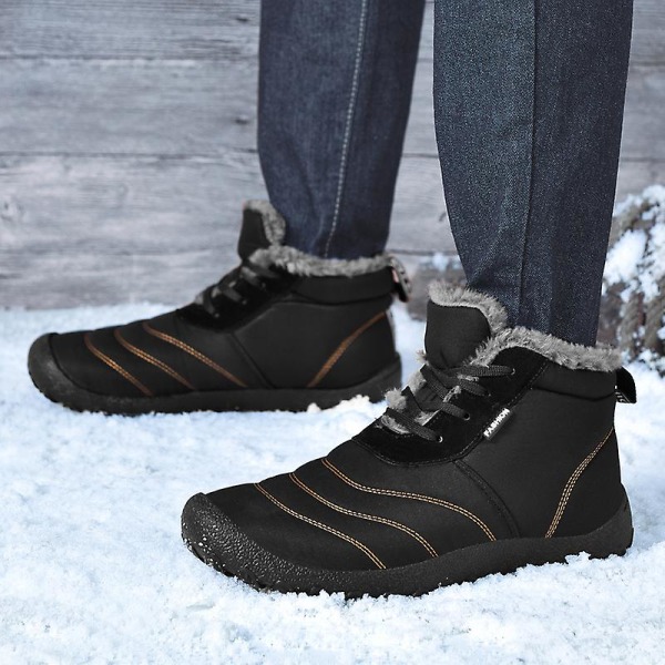 Vintersnöskor för män Vattentåliga skor Anti-halk Casual Bomullsstövlar 1877 Black 39