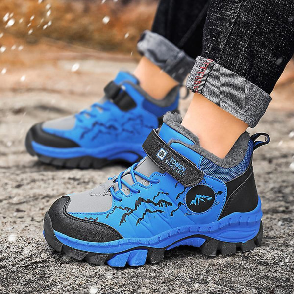 Barn vandringsskor Andas sneakers Halkfria Pojkar Flickor Vinterskor Y113 Blue 31