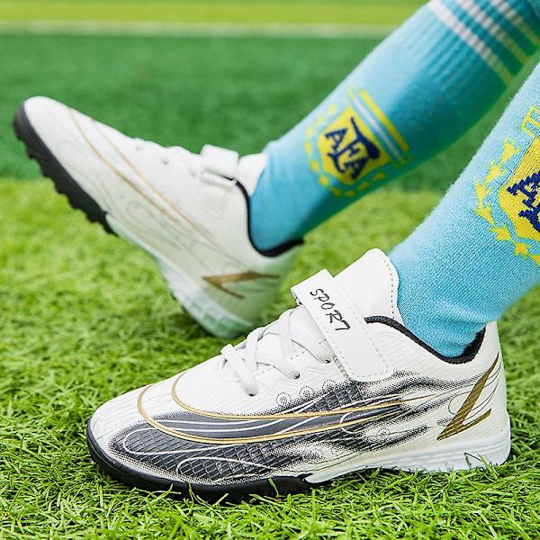 Fotbollsskor för pojkar Halkfria fotbollsskor Klossar Gräs Fotbollssneakers Yjg2232 White 32