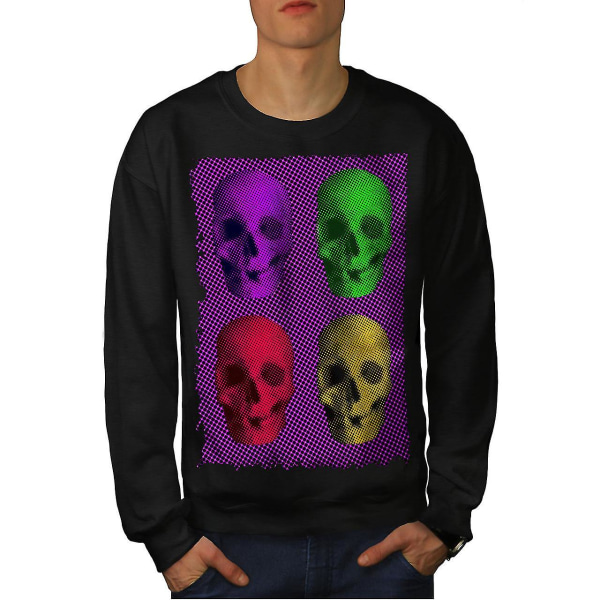 Skeleton Skull Colorful Men Blacksweatshirt XL