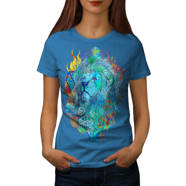 Lion Creative Art Animal Women Royal Bluet-shirt XL