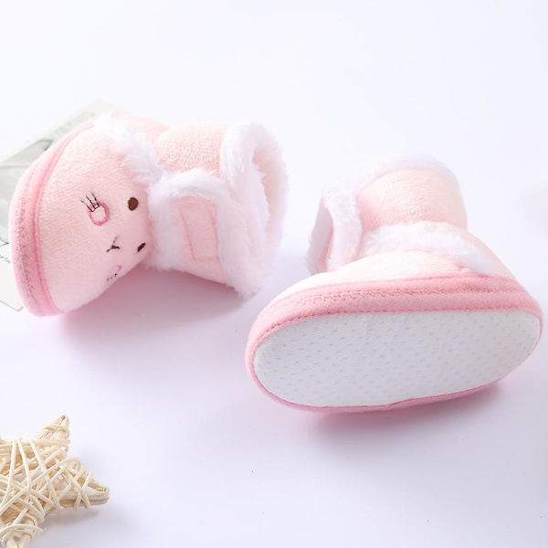 Vintervarma nyfödda toddler 1 år baby Flickor Pojkar Skor Mjuk sula Pälssnöskor 0-18M Pink 7-12 Months