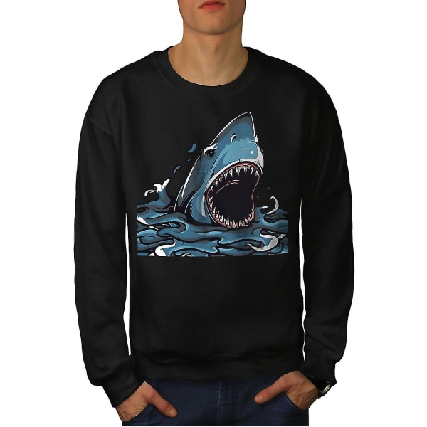 Shark Jaws Skrämmande djur Män Blacksweatshirt L