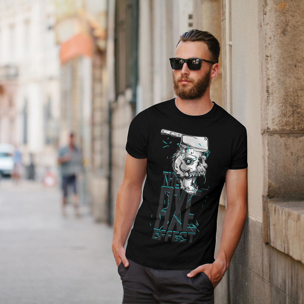 Yxeffekt Huvud Skalle Män Blackt-shirt | Wellcoda M