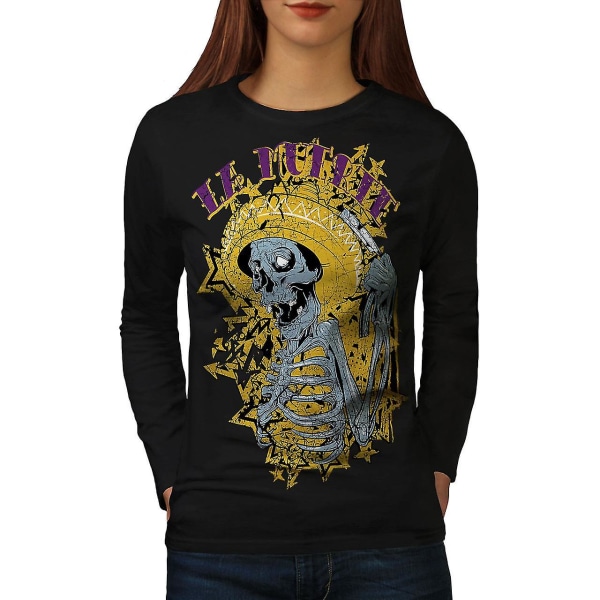 La Muerte Day Dead Women Blacklong Sleeve T-shirt | Wellcoda XL