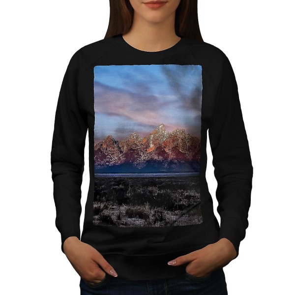 Mountain Sunset Nature Women Blacksweatshirt XL