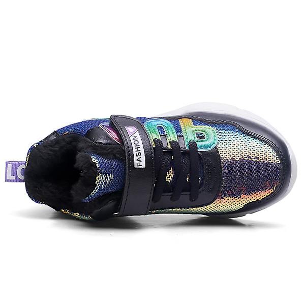 Snow Sneakers för barn Andas löparskor Mode Flickor Sportskor A01-1 Black 34