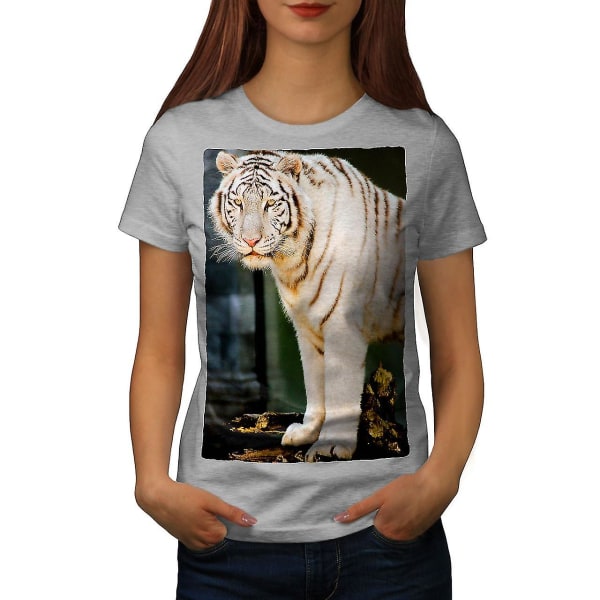 Wild White Tiger Animal Women Gråskjorta 3XL