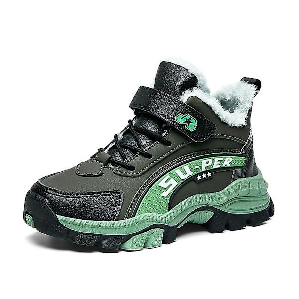 Barn vandringsskor Andas sneakers Halkfria Pojkar Flickor Vinterskor X899 BlackGreen 30