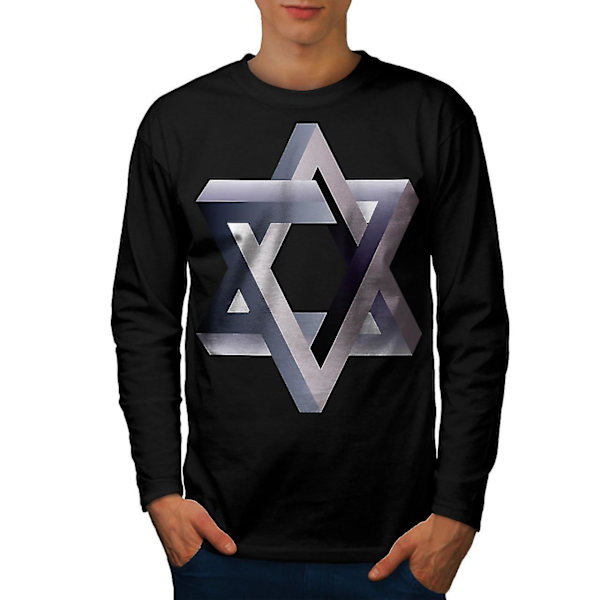 Davidsstjärna män svart långärmad T-shirt S