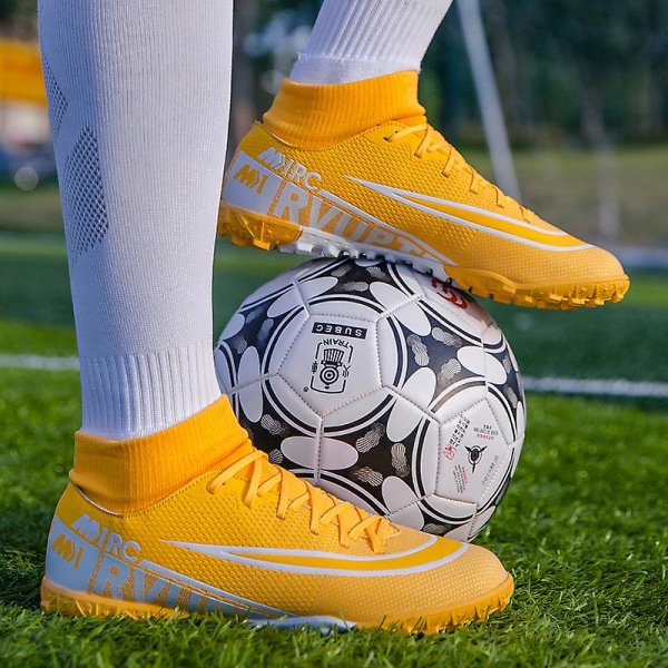 Fotbollsskor för män Halkfria fotbollsskor Klossar Gräs Fotbollssneakers Yj8508A Yellow 43