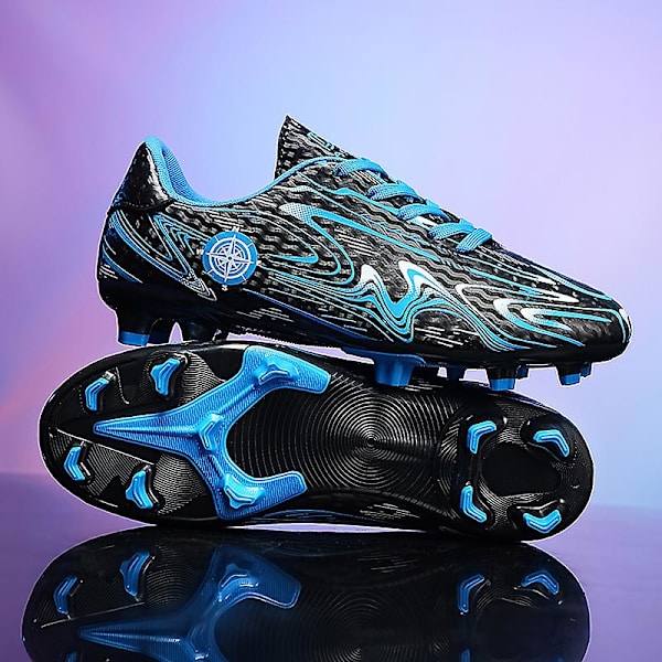 Pojkar Flickor Fotbollsskor Halkfria fotbollsskor Klossar Gräs Fotbollssneakers för barn 2Kr158 BlackBlue 40