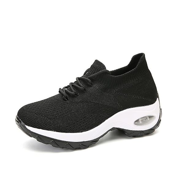 Dam Super Light Sneakers Tenis Feminino Dam Wedge Andas Running Mesh 2G1862 BlackWhite 41