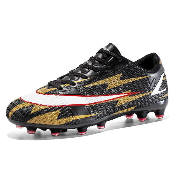Fotbollsskor för män Halkfria fotbollsskor för herr Gräs Fotbollssneakers X916 BlackGold 40