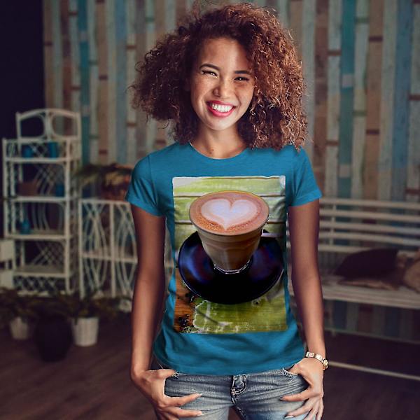 Kaffe Hjärta Morgon Mat Kvinnor Royal Bluet-shirt M