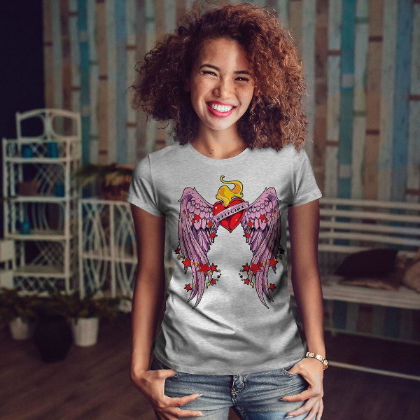 Heart Wing Love Valentine Women Grå-skjorta 3XL