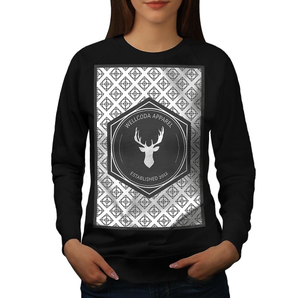 Wellcoda Deer Women Blacksweatshirt S