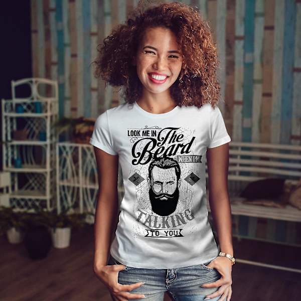 Se mig i skägget Whitet-shirt för kvinnor M