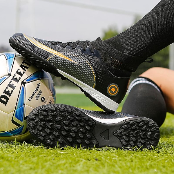 Fotbollsskor för män Halkfria fotbollsskor för herr Gräs Fotbollssneakers Yj777-1 Black 35