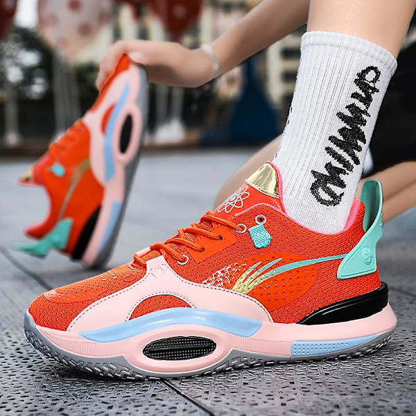 Basketskor för män Mode Halkfria sneakers Sportskor som andas Yj2199 Orange 41