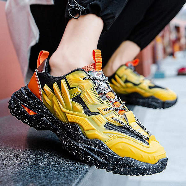 Basketskor för män Sneakers Sportskor som andas Y09 Yellow 41
