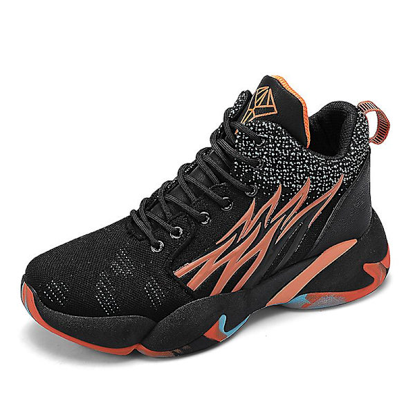 Basketskor för män Mode Halkfria sneakers Andas sportskor W27 BlackOrange 41