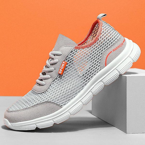 Män Skor Höst Soft Loafers Skor Lättvikt Billiga Mesh Casual Herr Sneakers 2G8928-1 Gray 41