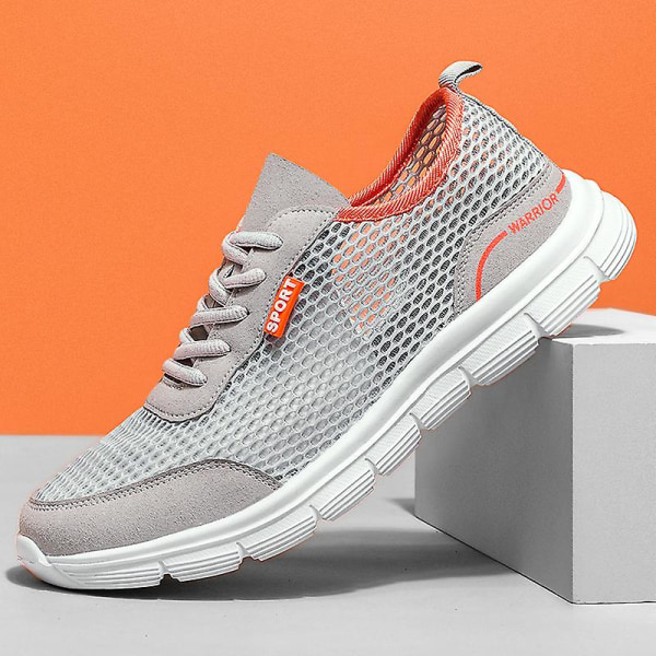 Män Skor Höst Soft Loafers Skor Lättvikt Billiga Mesh Casual Herr Sneakers 2G8928-1 Gray 46