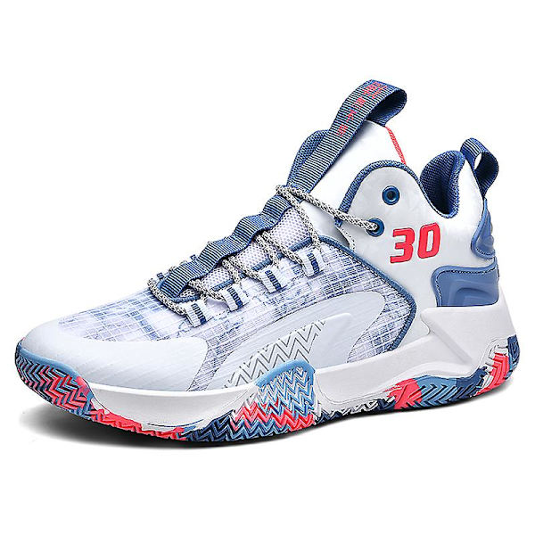 Basketskor för män Mode Halkfria Sneakers Andas Sportskor Yj853 WhiteBlue 41