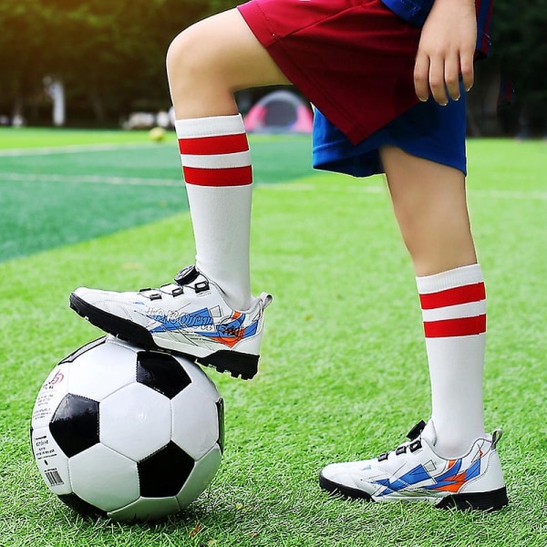 Fotbollsskor för utomhusbruk för barn, atletisk fast fotbollsskor 2L9897 White 31