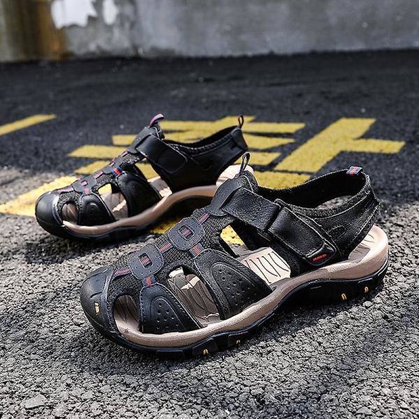 Strandtofflor för män Modesandaler Utomhus Halkfria inomhusskor 3B7257 Black 39