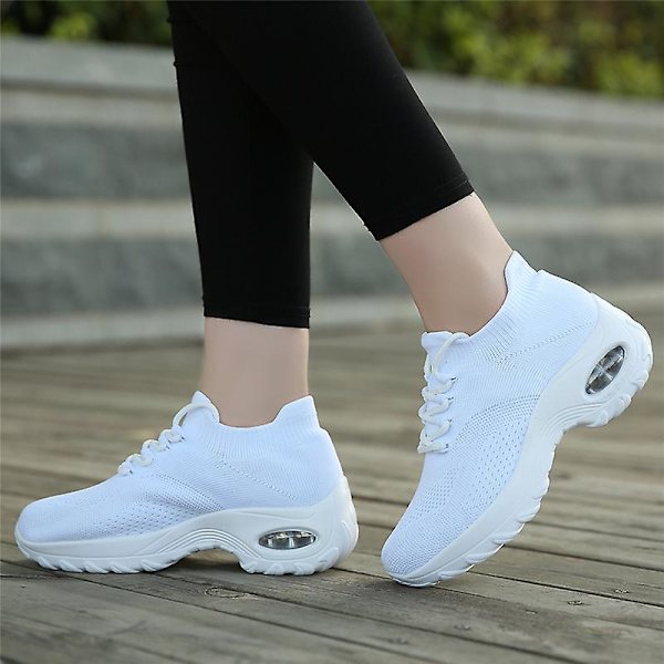 Dam Super Light Sneakers Tenis Feminino Dam Wedge Andas Running Mesh 2G1862 White 41