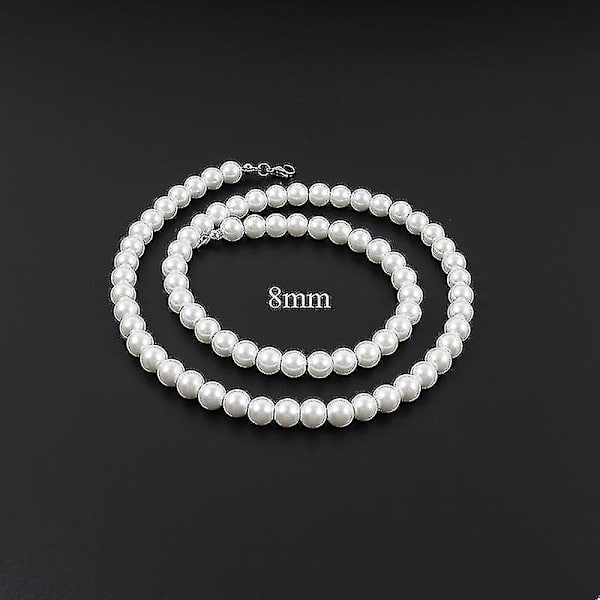 2022 New Fashion Imitation Pearl Herrhalsband Enkel Klassisk Bredd 6/8 55cm 10mm
