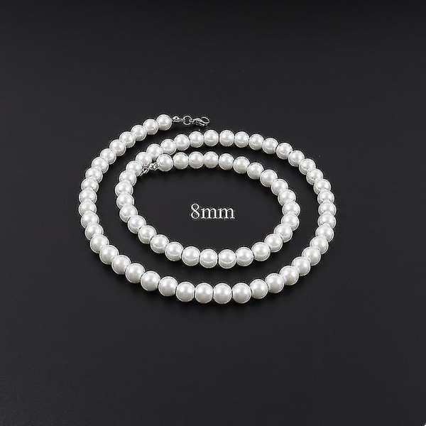 2022 New Fashion Imitation Pearl Herrhalsband Enkel Klassisk Bredd 6/8 55cm 6mm