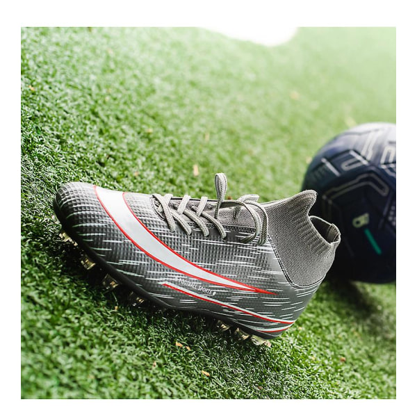 Fotbollsskor för män med klots Andas fotbollsskor Ankel för utomhuslöpning promenader Atletisk-svart Grey 39