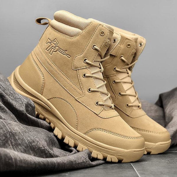 Herr Military Boot Combat Herr Stövlar Tacticalhane Shoes Work Safety Shoes Yj701 Beige 40