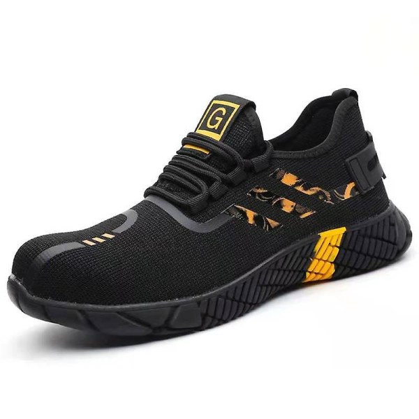 Lätta, punkteringsbeständiga, skyddsarbetsskor för män Sneakers 3C3019 BlackYellow 39