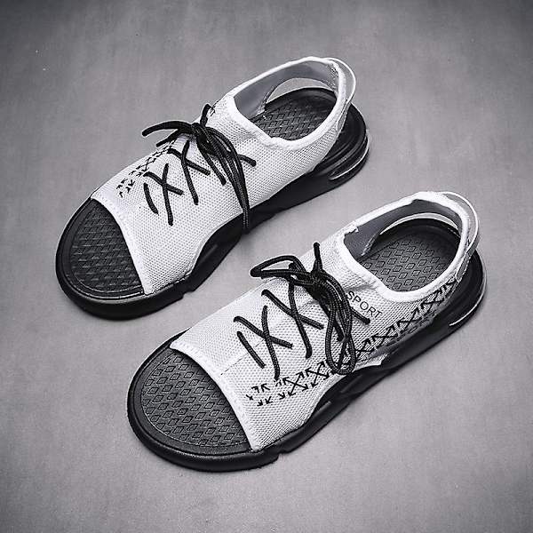Herrsandaler Mjuka strandskor Surfingsporttofflor Luftkuddesandaler 1901 BlackWhite 44