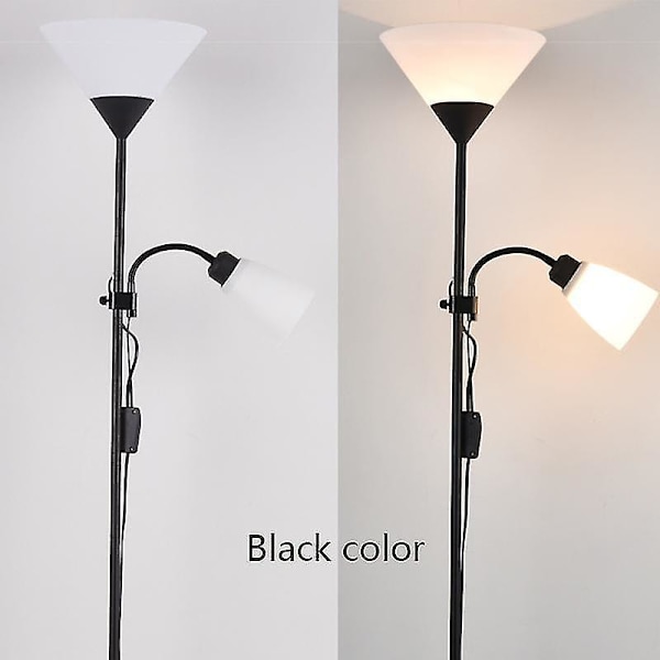 Smidesmålad golvlampa Justerbar E27 Led 220v Vardagsrum Arbetsrum Sängkontor (svart)